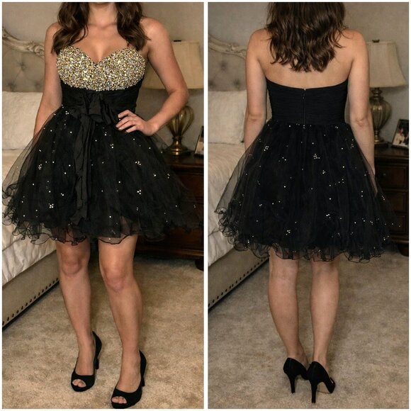 Sherri Hill Dresses & Skirts - NWT Sherri Hill 2548 Black Gold Tulle Strapless Formal Dresss $278